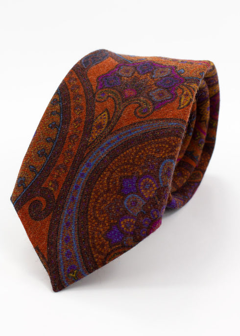 Paisley Wool Tie - Orange